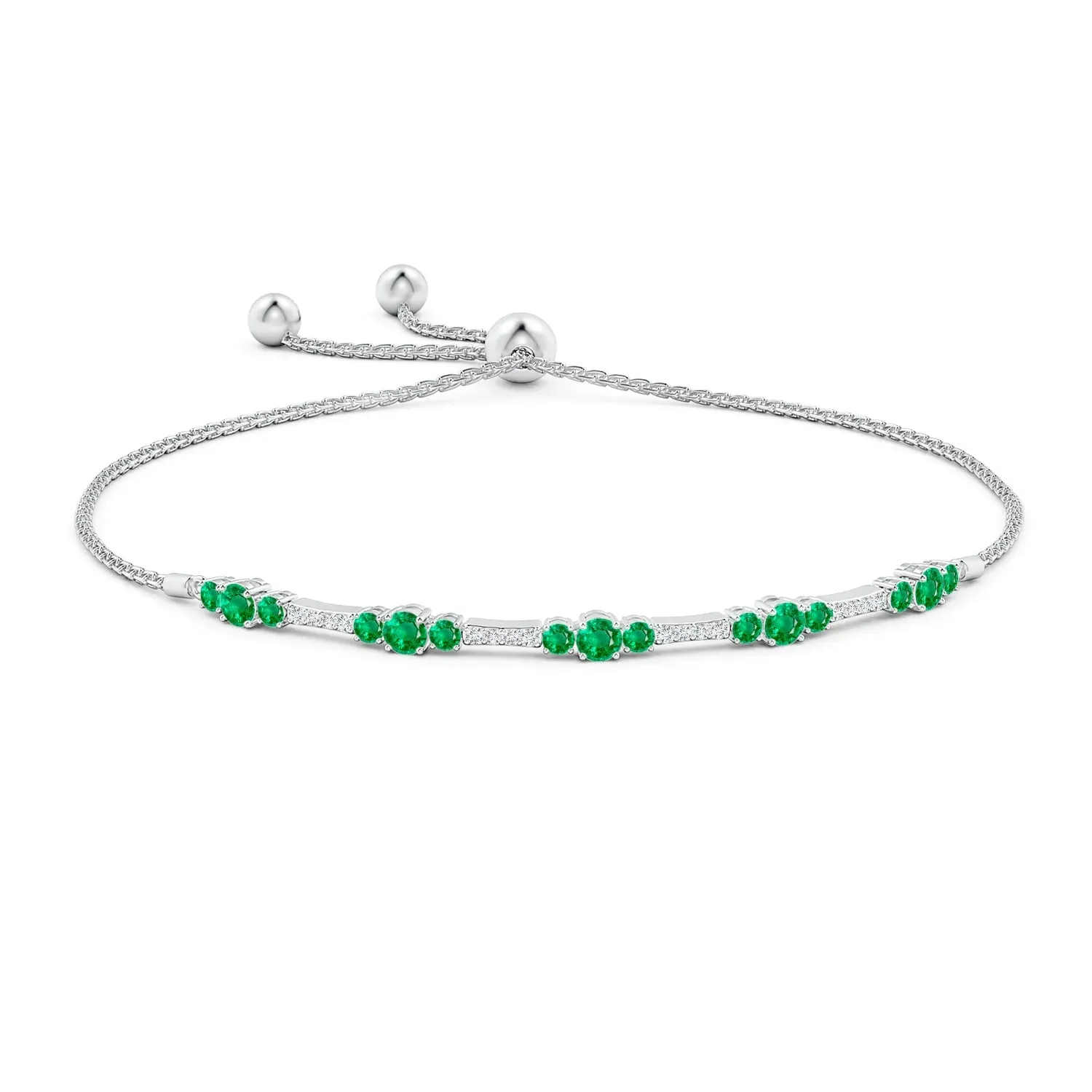 1.52 CT. Emerald and White Sapphire Bolo Bracelet