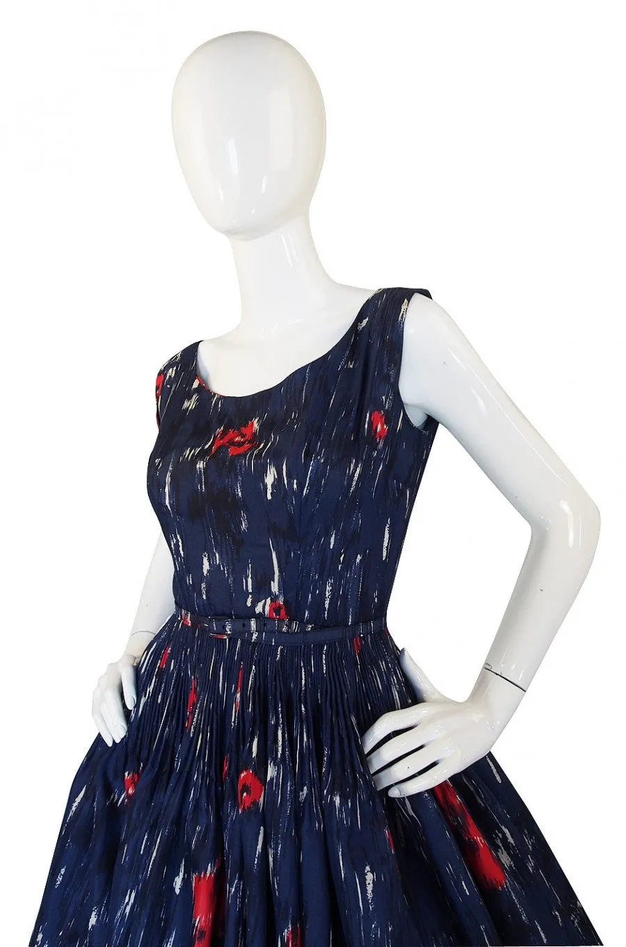 1950s Madeleine Fauth Silk Print Dress