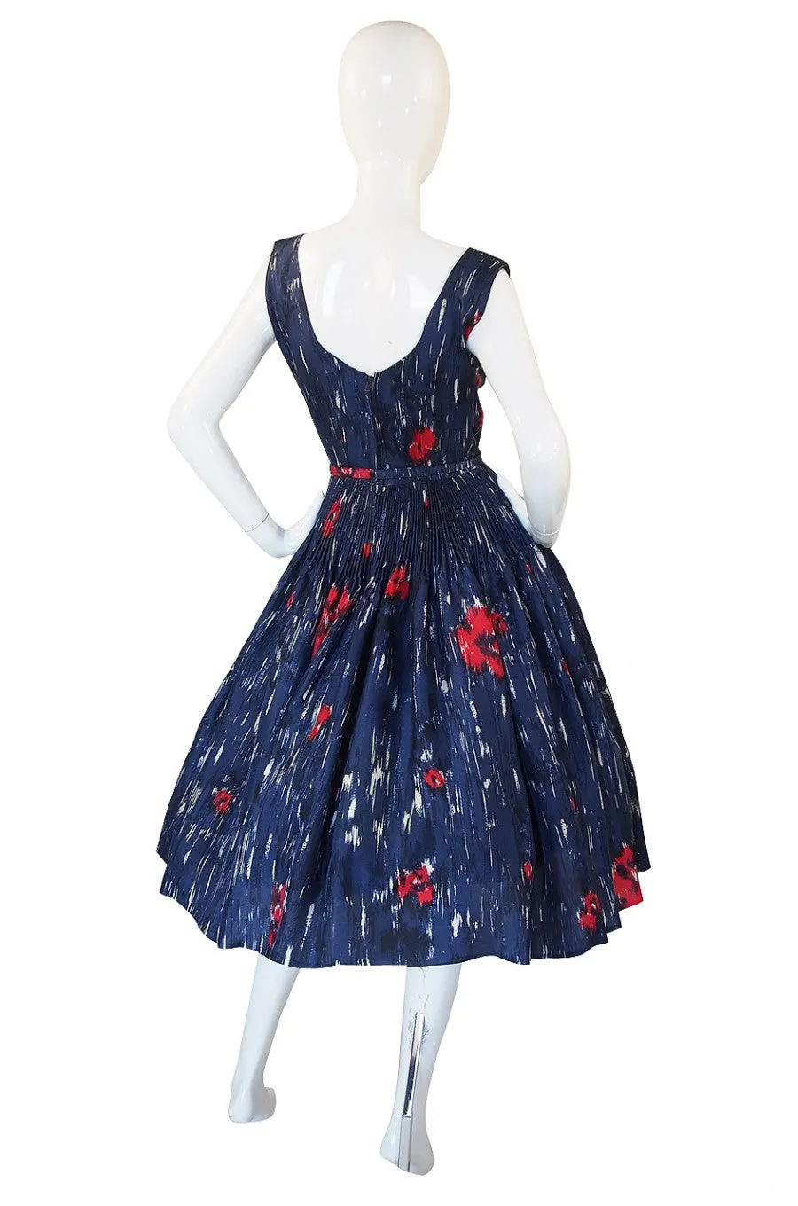 1950s Madeleine Fauth Silk Print Dress