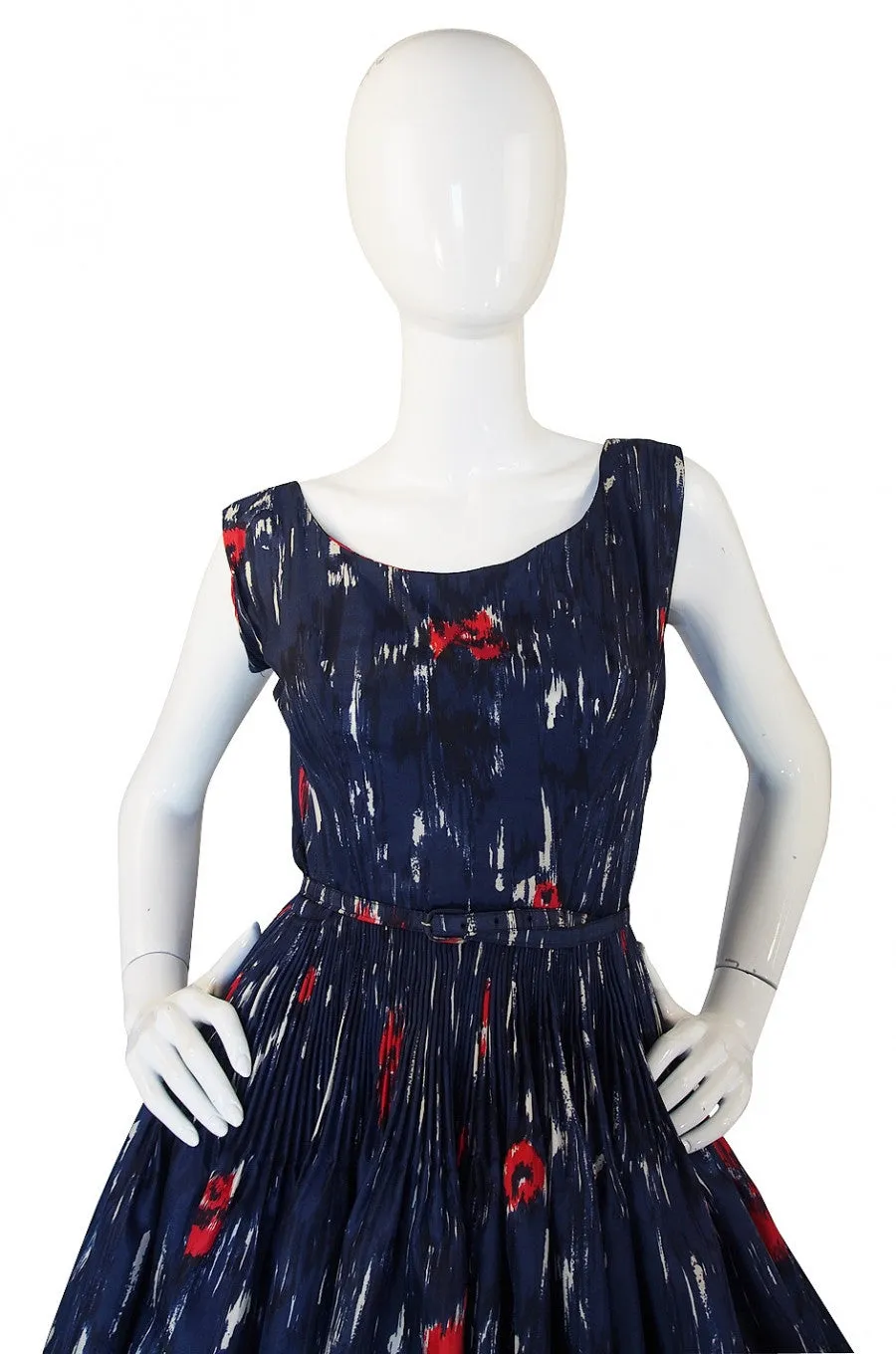 1950s Madeleine Fauth Silk Print Dress