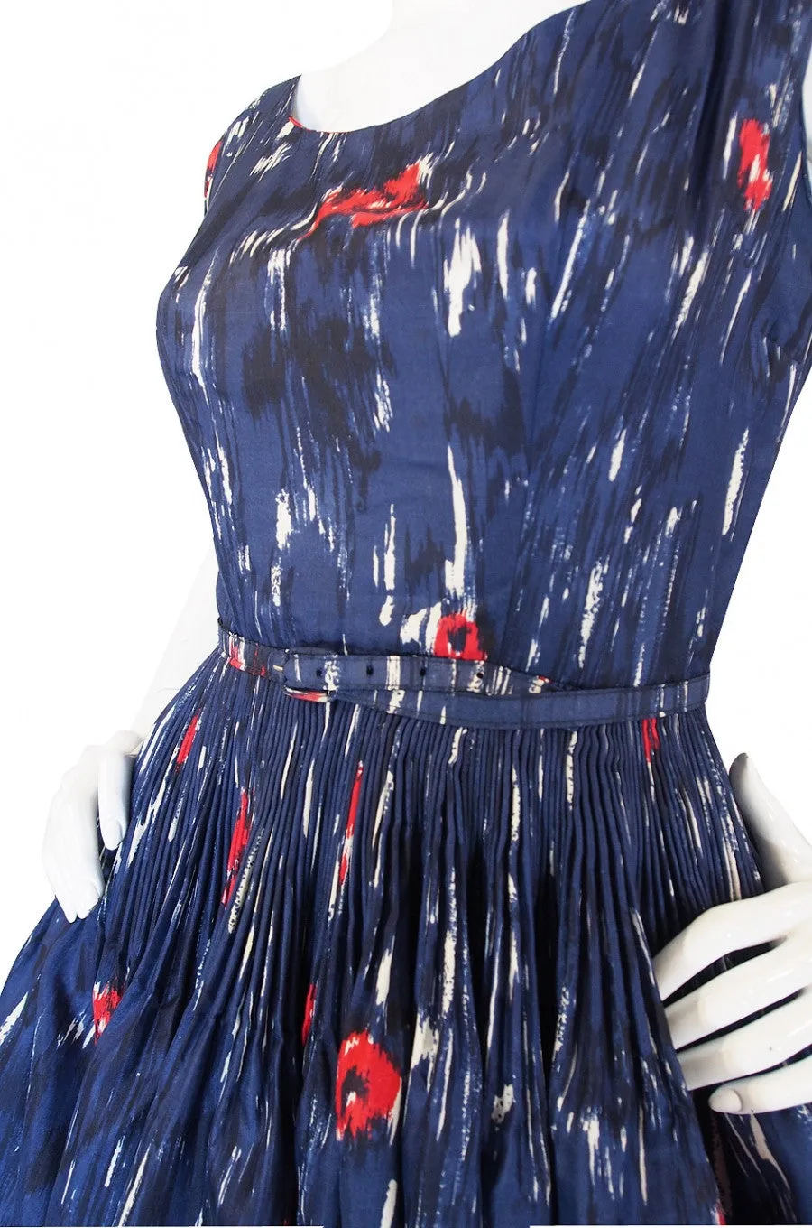 1950s Madeleine Fauth Silk Print Dress