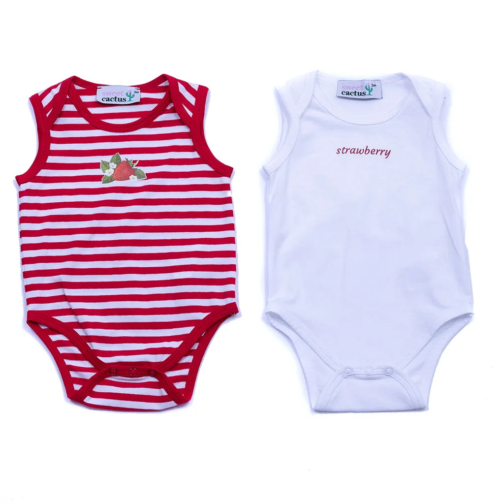 2 Pc Red Strawberry Onesie Set