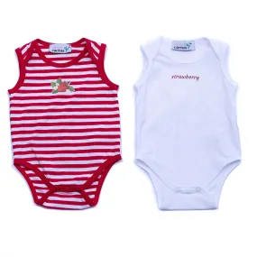 2 Pc Red Strawberry Onesie Set