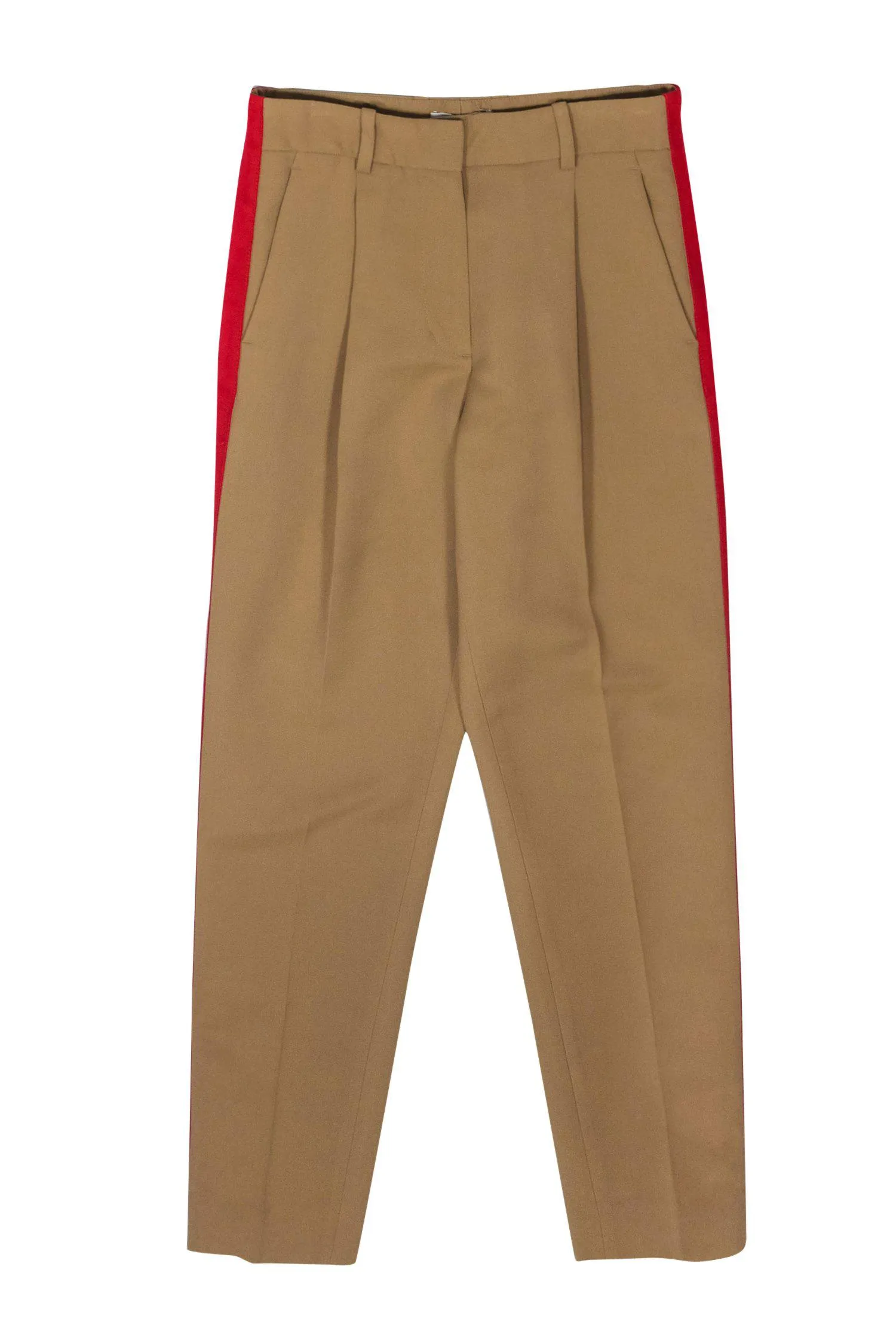 3.1 Phillip Lim - Brown Pleated Slacks w/ Red Ribbon Stripe Sz 0