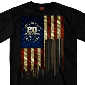 9-11 Skyline And Flag Biker T-Shirt