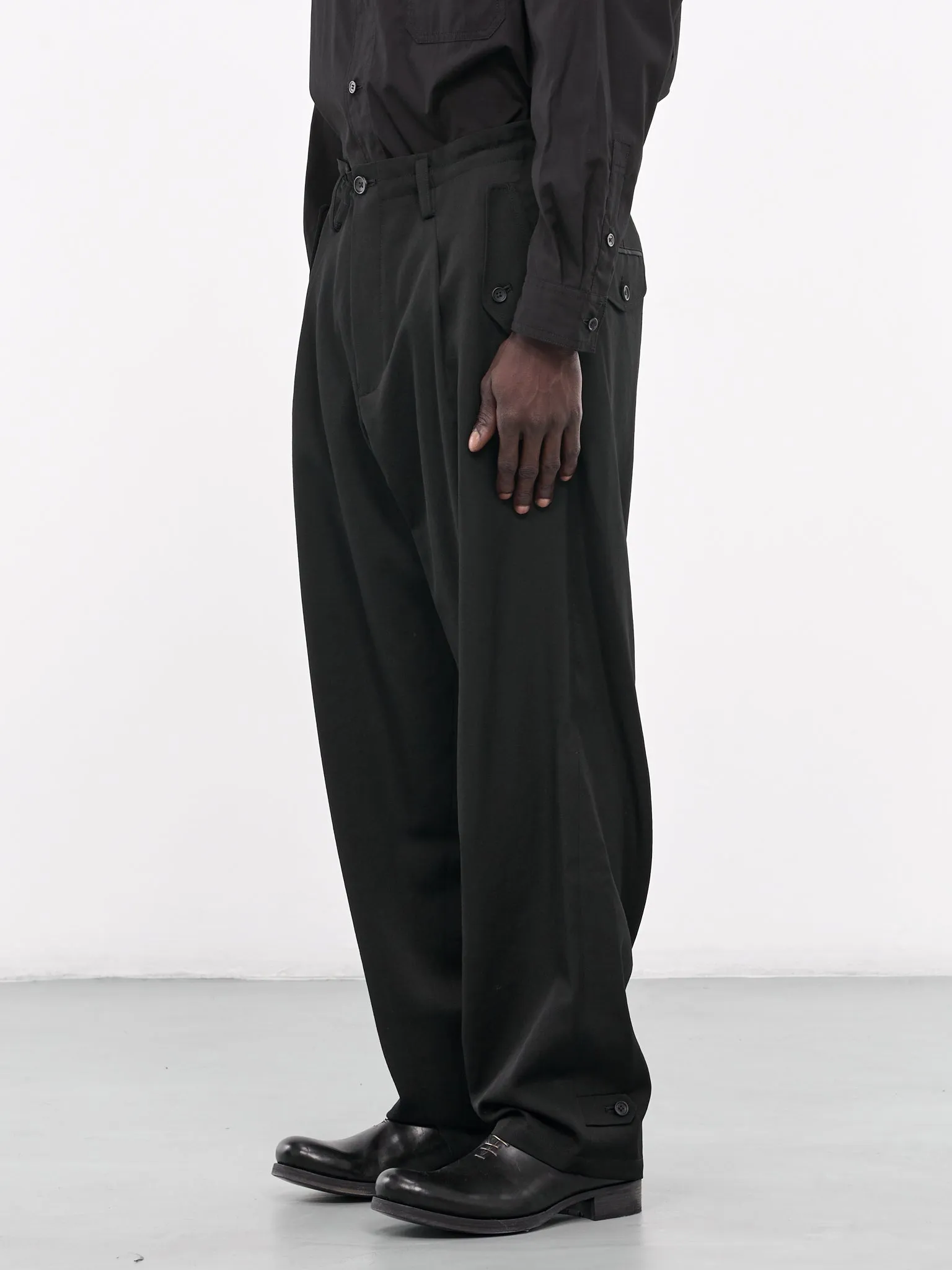 A-Hem Gabardine Trousers (H0-P51-100-BLACK)