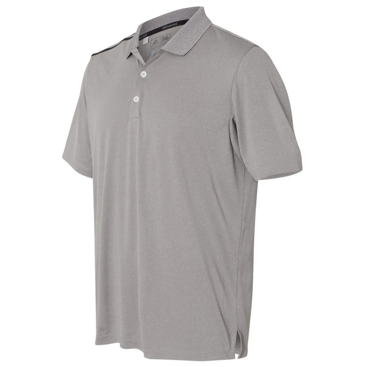 adidas Golf Men's Medium Grey Heather/Black/Mid Grey Climacool 3-Stripes Shoulder Polo