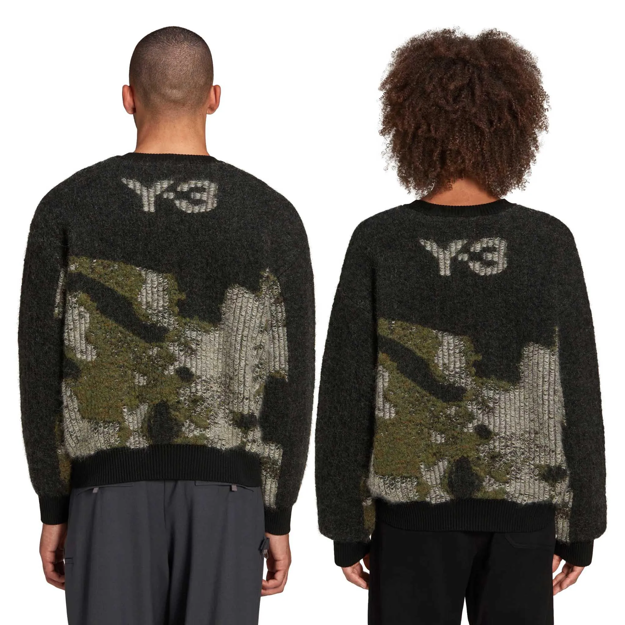 ADIDAS Y-3 CH1 Camo Knit Crew Sweater Black/Green