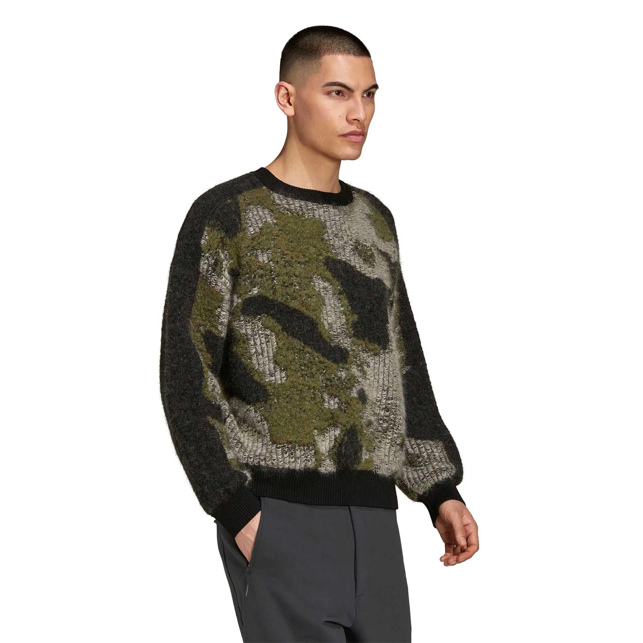 ADIDAS Y-3 CH1 Camo Knit Crew Sweater Black/Green