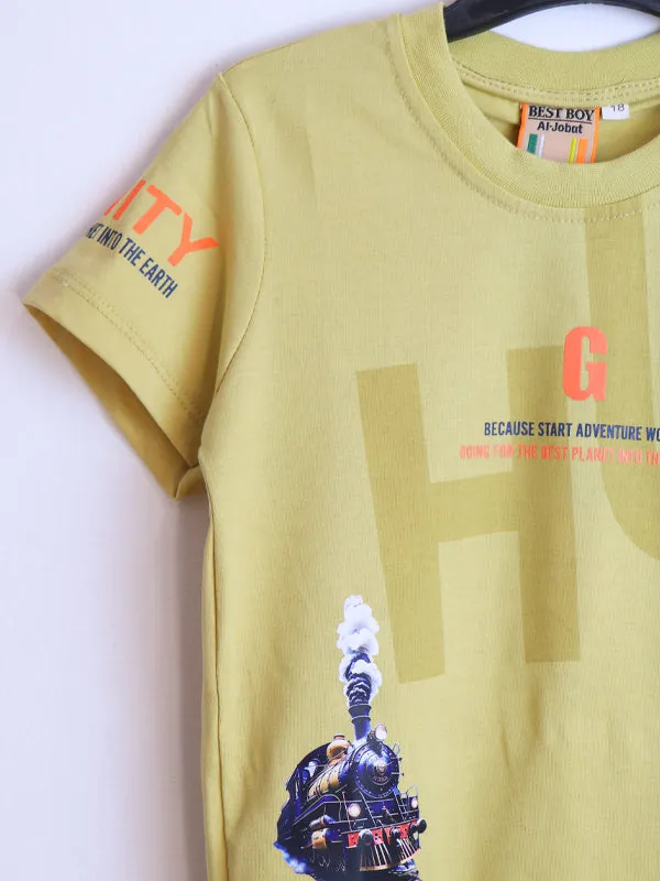 AJ Boys T-Shirt 2.5Yrs - 8 Yrs HU Light Yellow