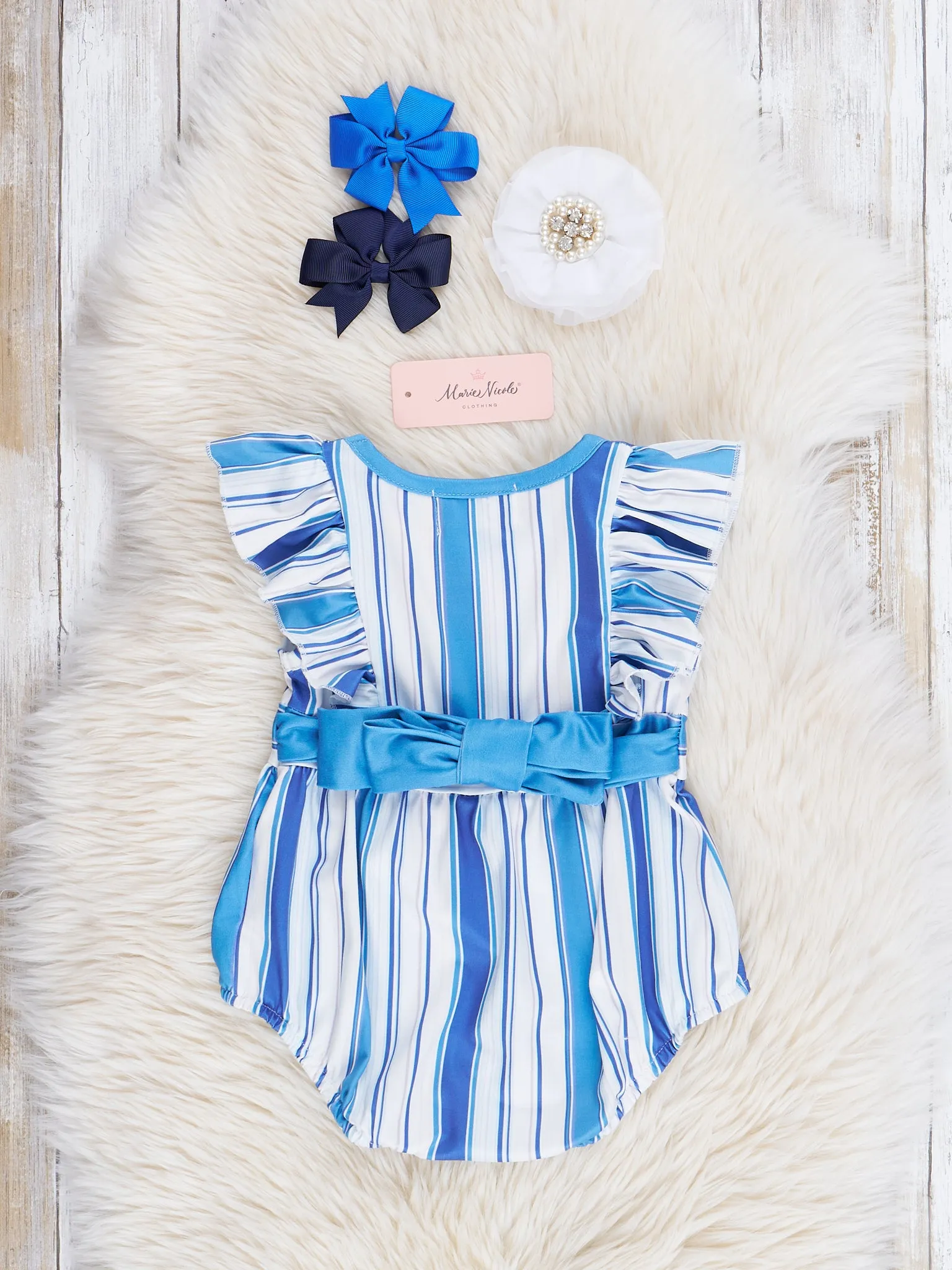 All The Blues Striped Ruffle Bubble