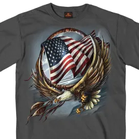 American Eagle Wings Flag and Hoop Biker T-Shirt