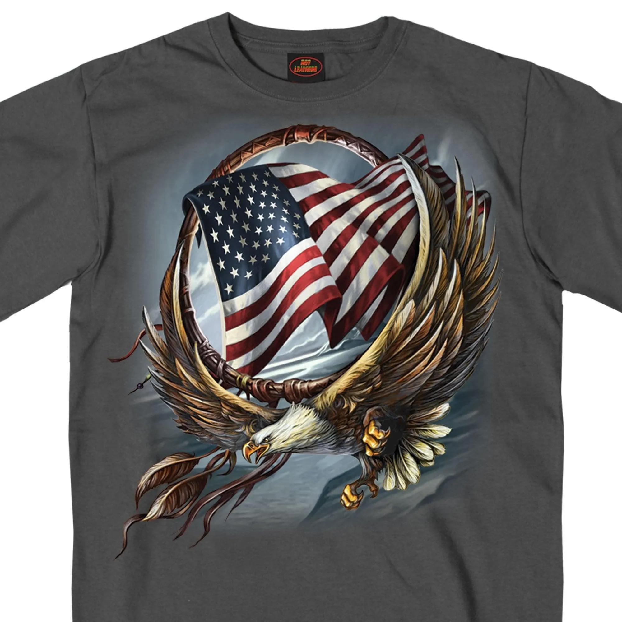 American Eagle Wings Flag and Hoop Biker T-Shirt