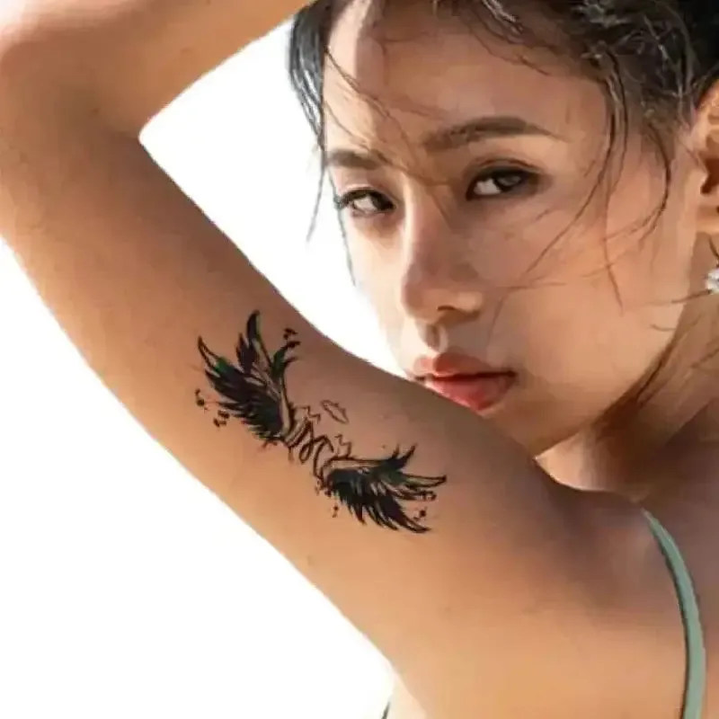 Angel Wing Butterfly Flowers Waterproof Temporary Tattoo