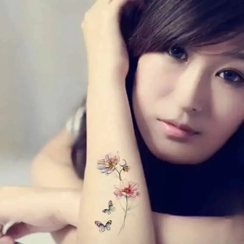 Angel Wing Butterfly Flowers Waterproof Temporary Tattoo