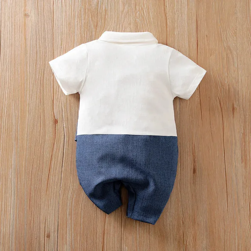 Baby Boy Blue White 0-18M Gentleman Outfit Set