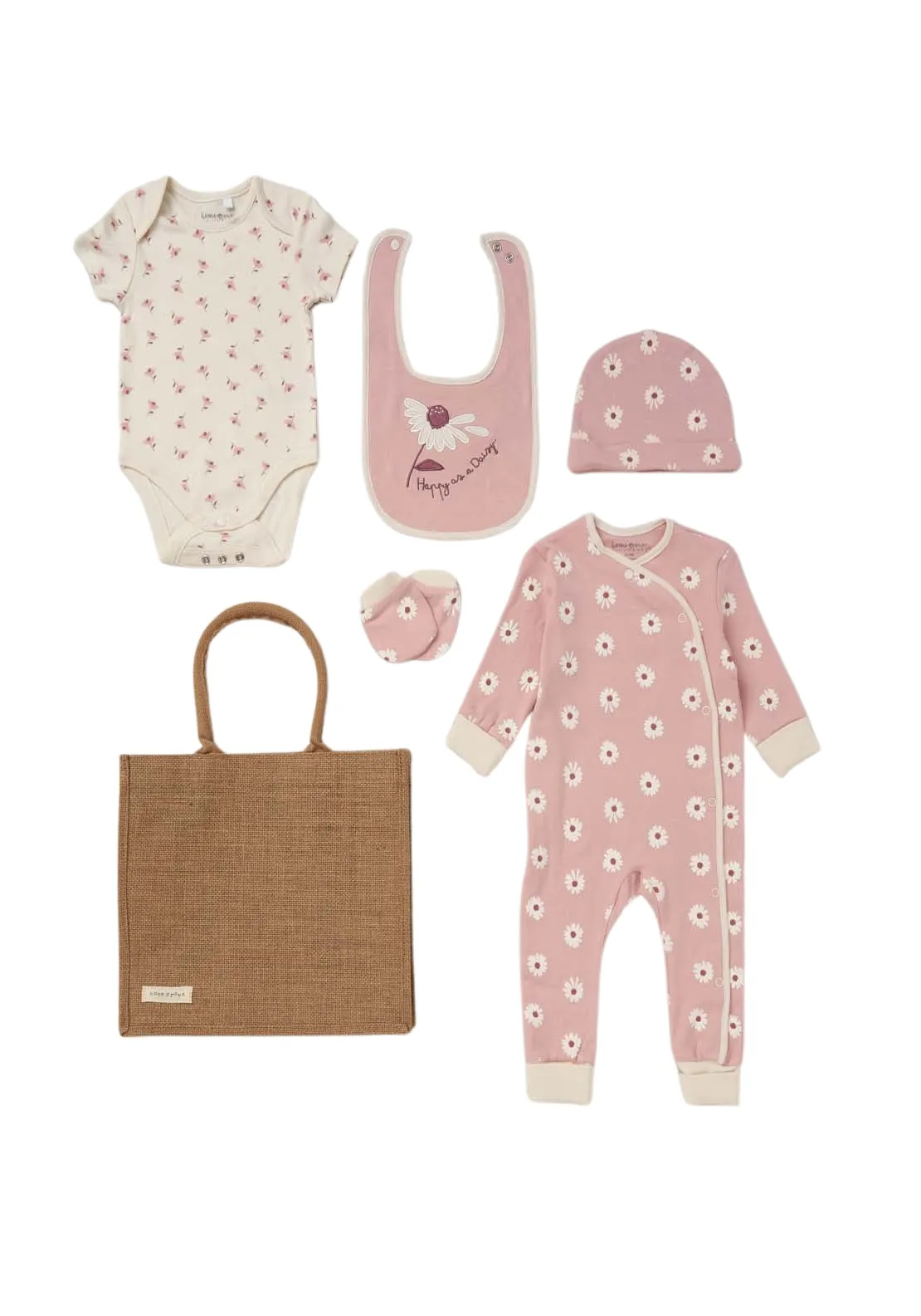 Baby Girl 5 Piece Daisey Layette Set - Pink