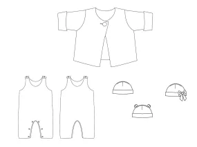 Baby outfit sewing patterns for jacket, jumpsuit and beanie Paper pattern