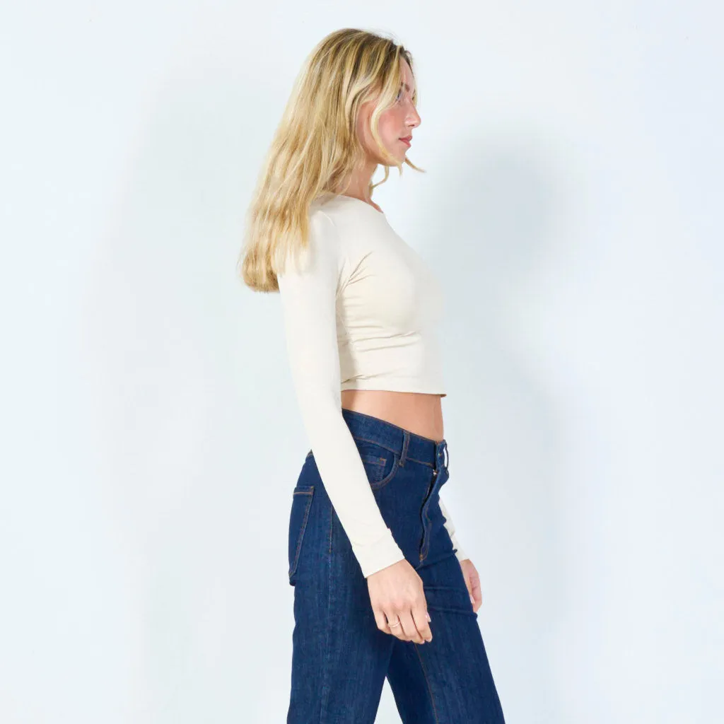 Basic long-sleeve cropped top wholesale