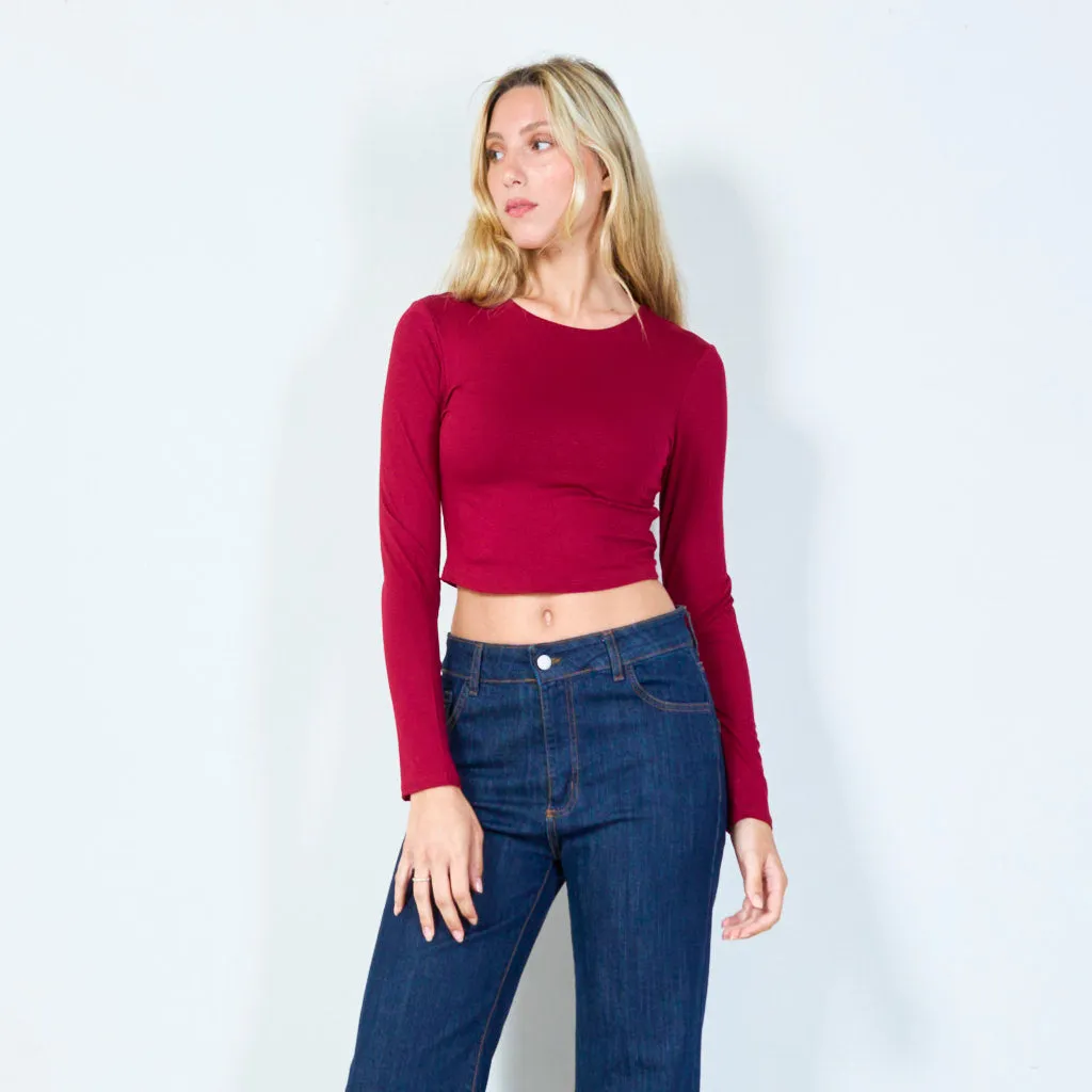 Basic long-sleeve cropped top wholesale