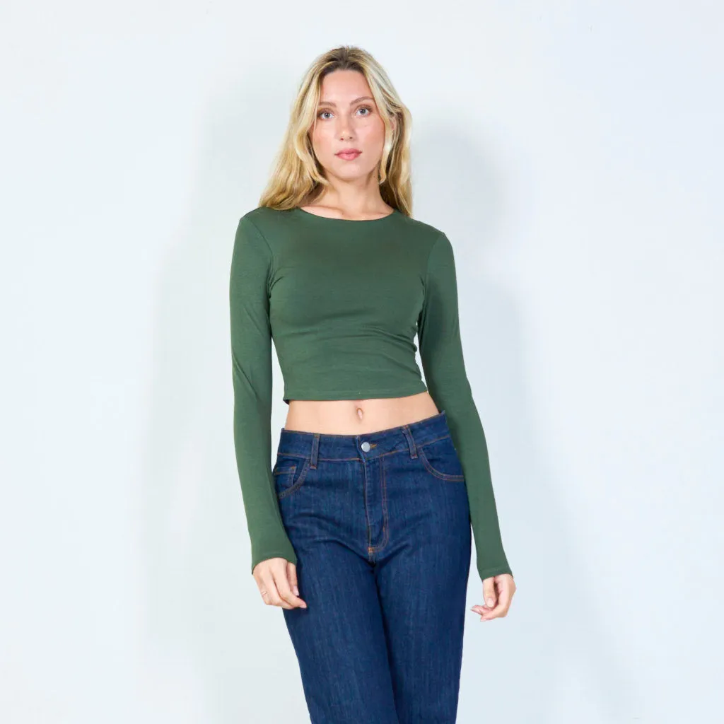 Basic long-sleeve cropped top wholesale