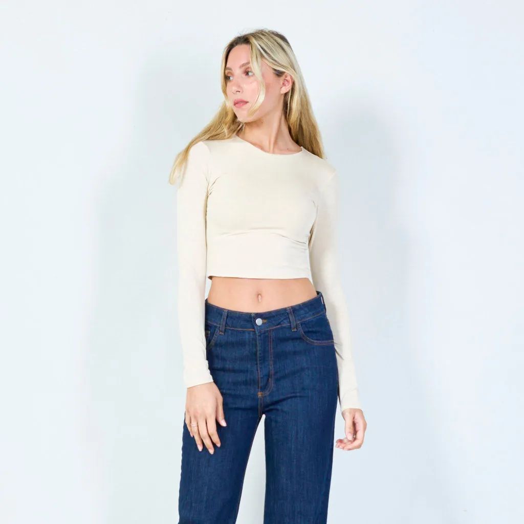 Basic long-sleeve cropped top wholesale