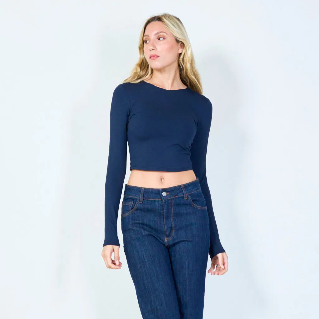 Basic long-sleeve cropped top wholesale