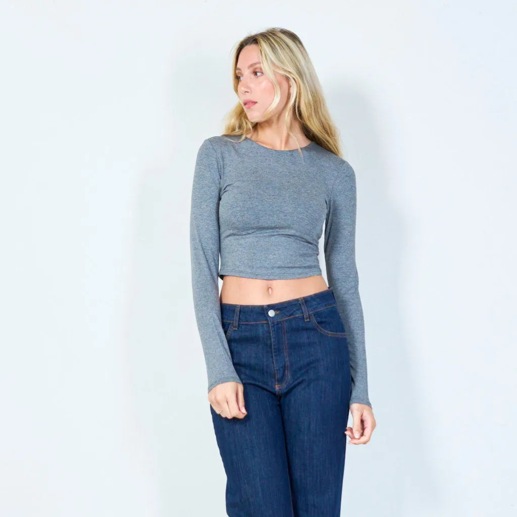 Basic long-sleeve cropped top wholesale