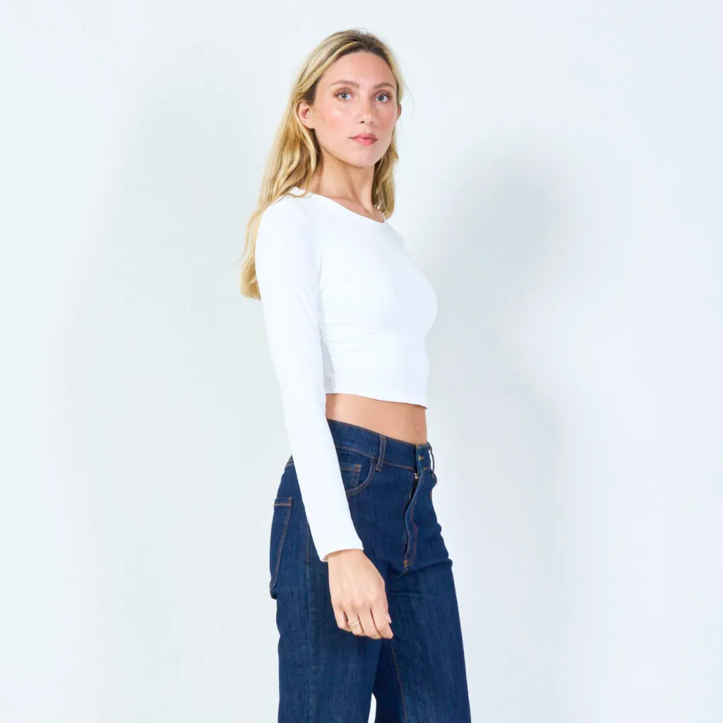 Basic long-sleeve cropped top wholesale