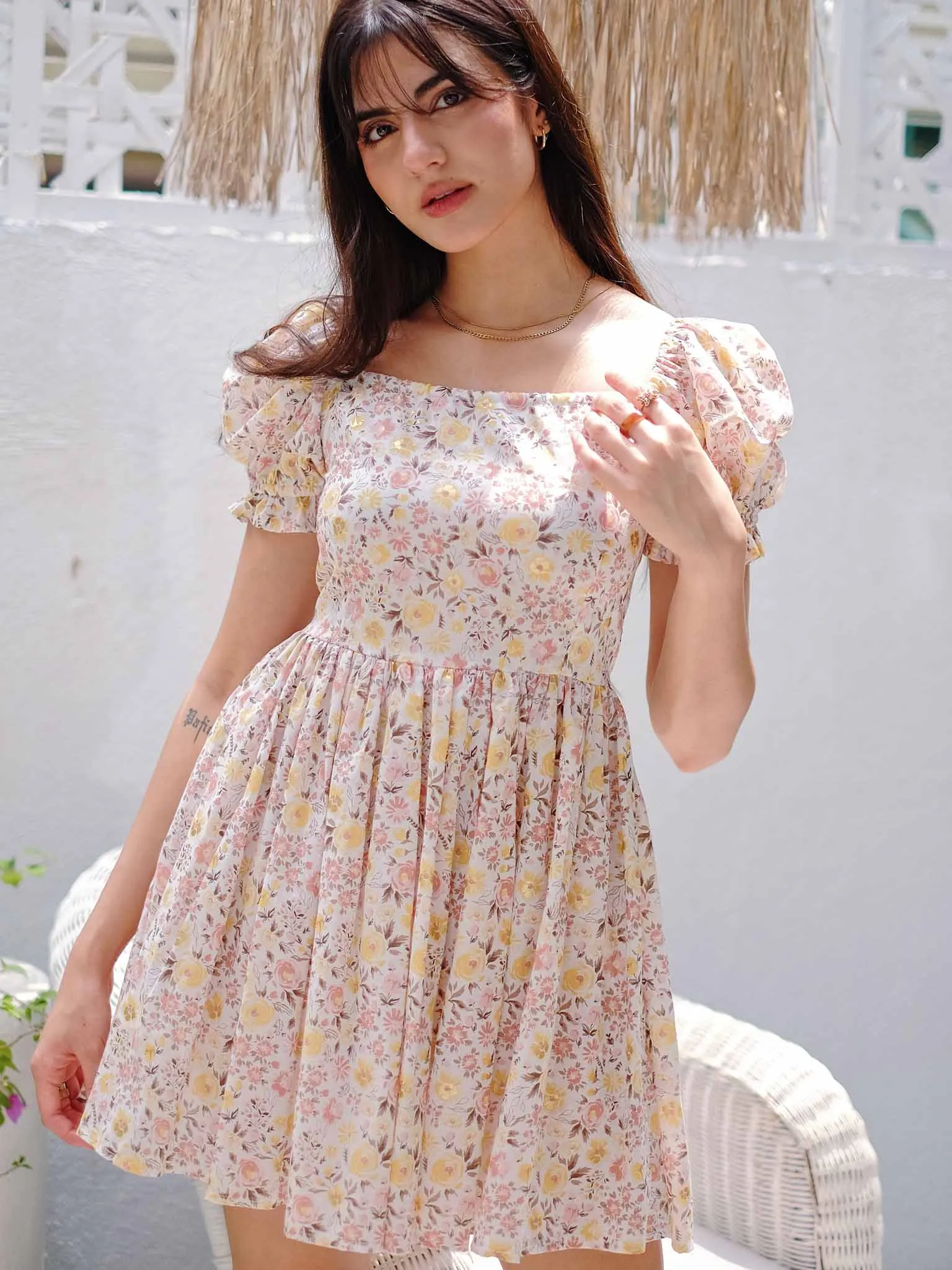 belle baby doll dress - Floral cream