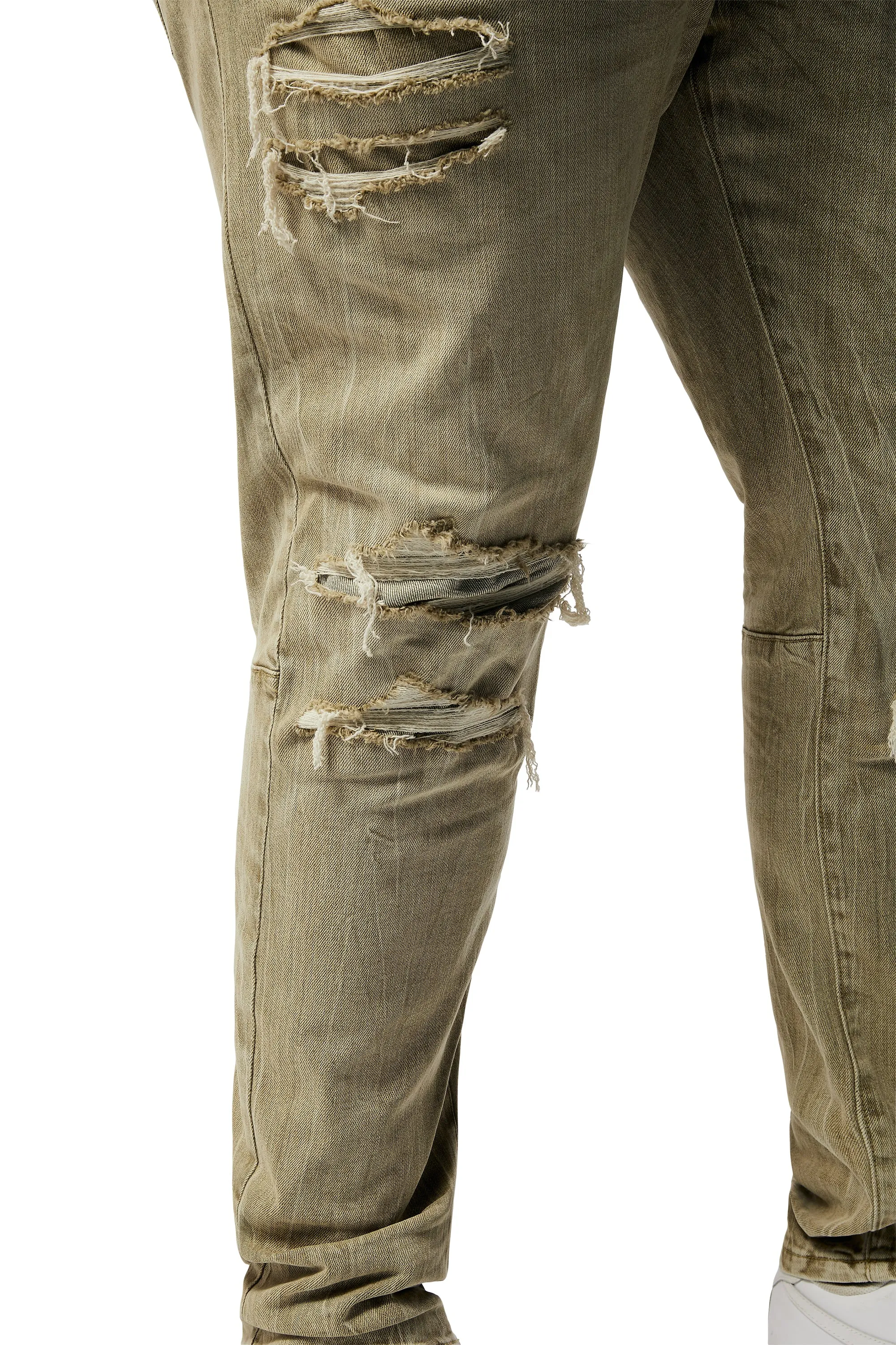 Big and Tall - Rip & Repaired Color Jeans - Light Oak