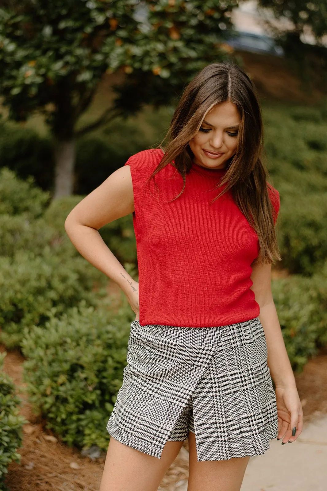 Black & White Plaid Mini Skort