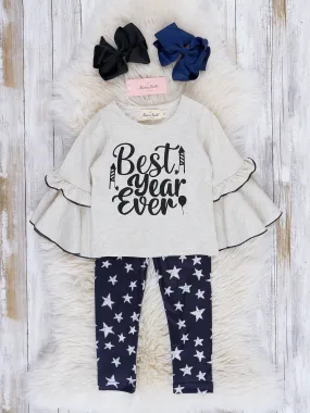 Black & White "Best Year Ever" Bell Sleeve Outfit