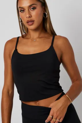 Black Bralette Round Neck Sleeveless Padded