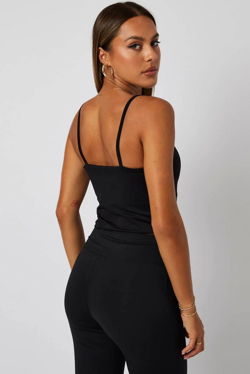 Black Bralette Round Neck Sleeveless Padded