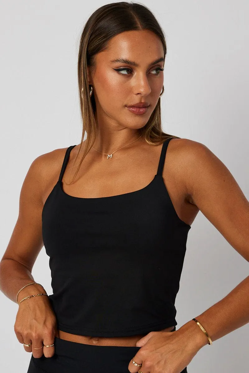 Black Bralette Round Neck Sleeveless Padded