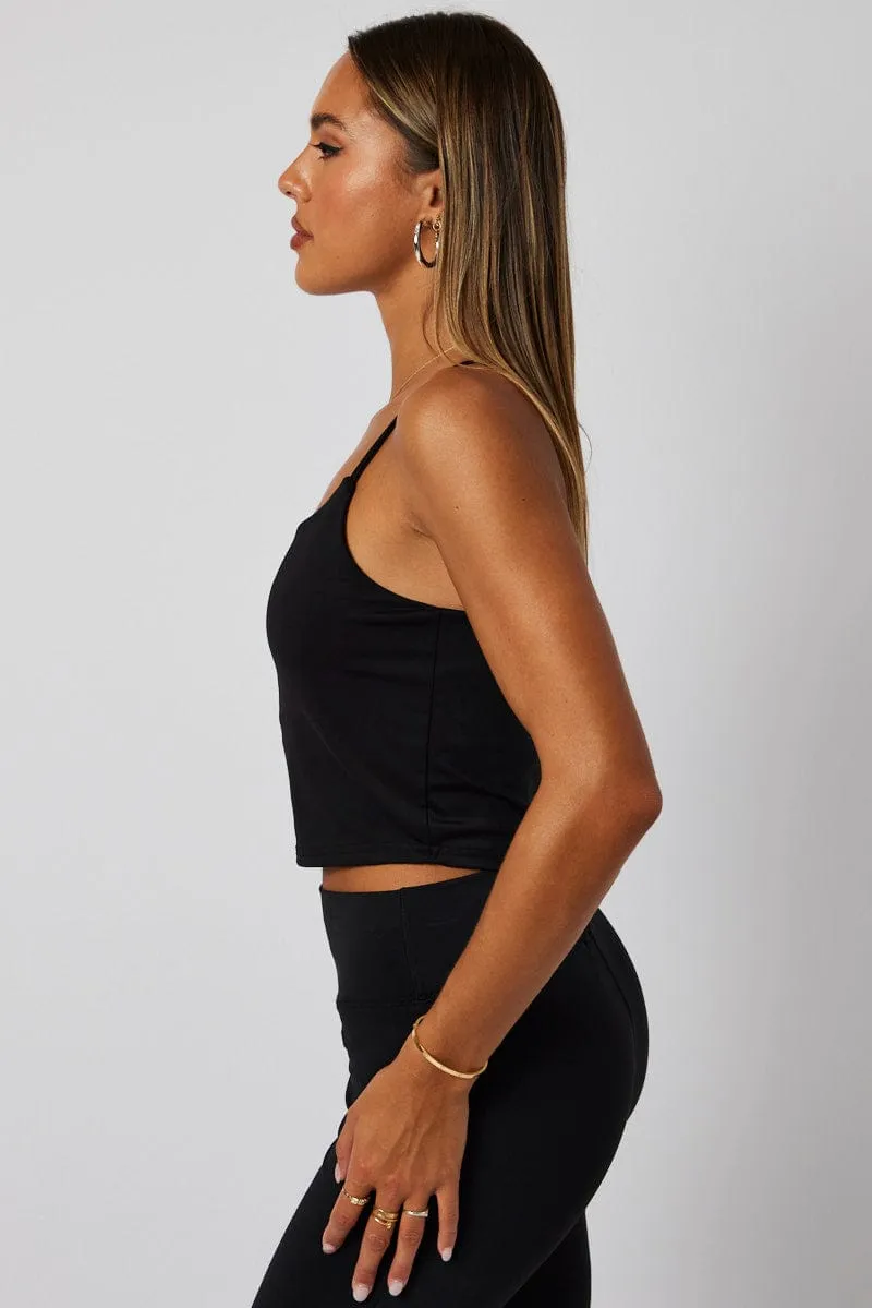 Black Bralette Round Neck Sleeveless Padded