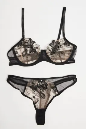 Black Embroidery Lingerie Set