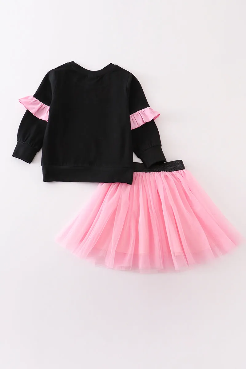 Black halloween spooky babe skirt set