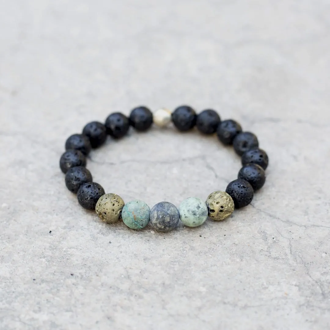 Boy's Lava and African Turquoise Bracelet