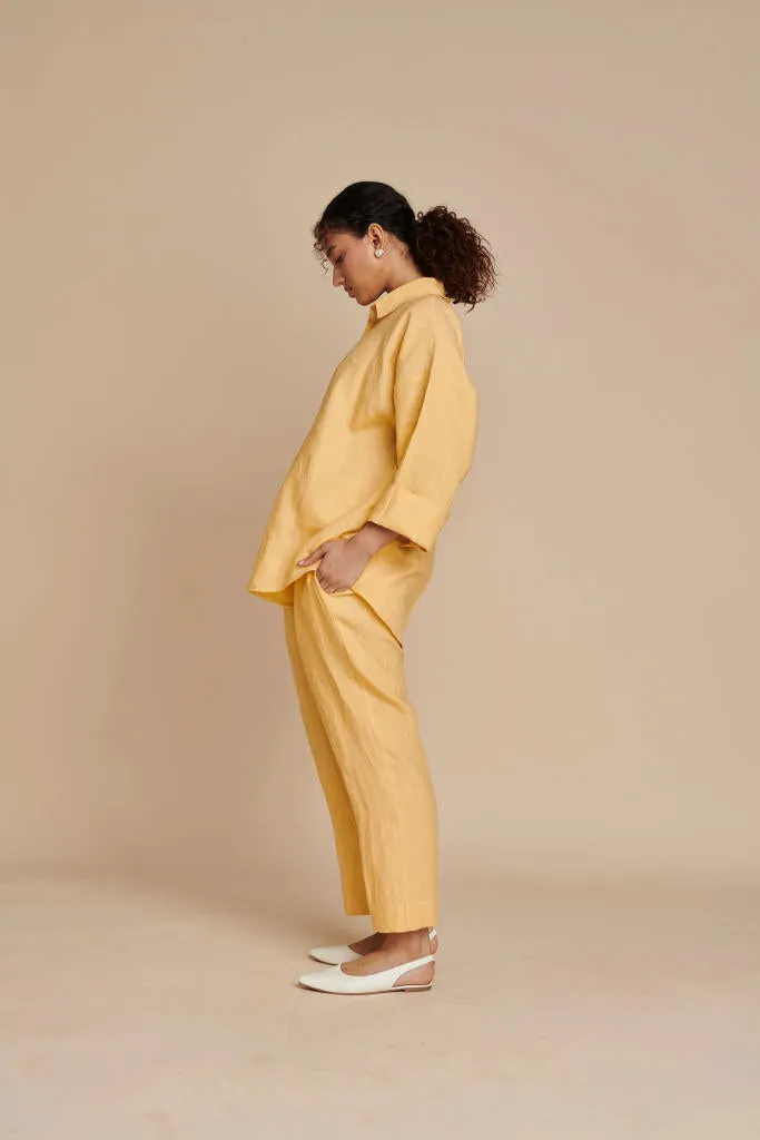 Butterscotch Linen Pleated Pants