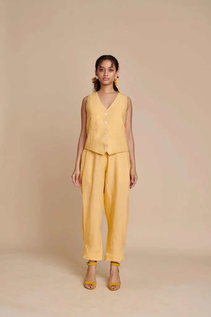 Butterscotch Linen Pleated Pants