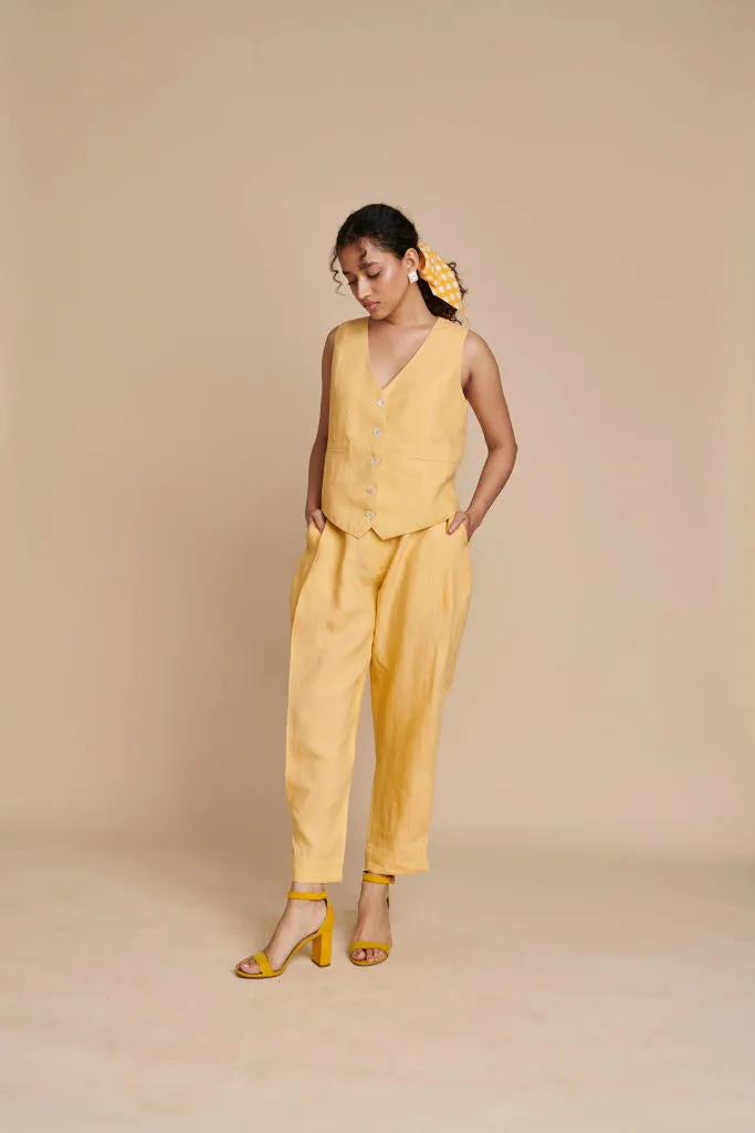 Butterscotch Linen Pleated Pants