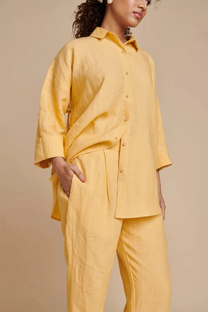 Butterscotch Linen Pleated Pants