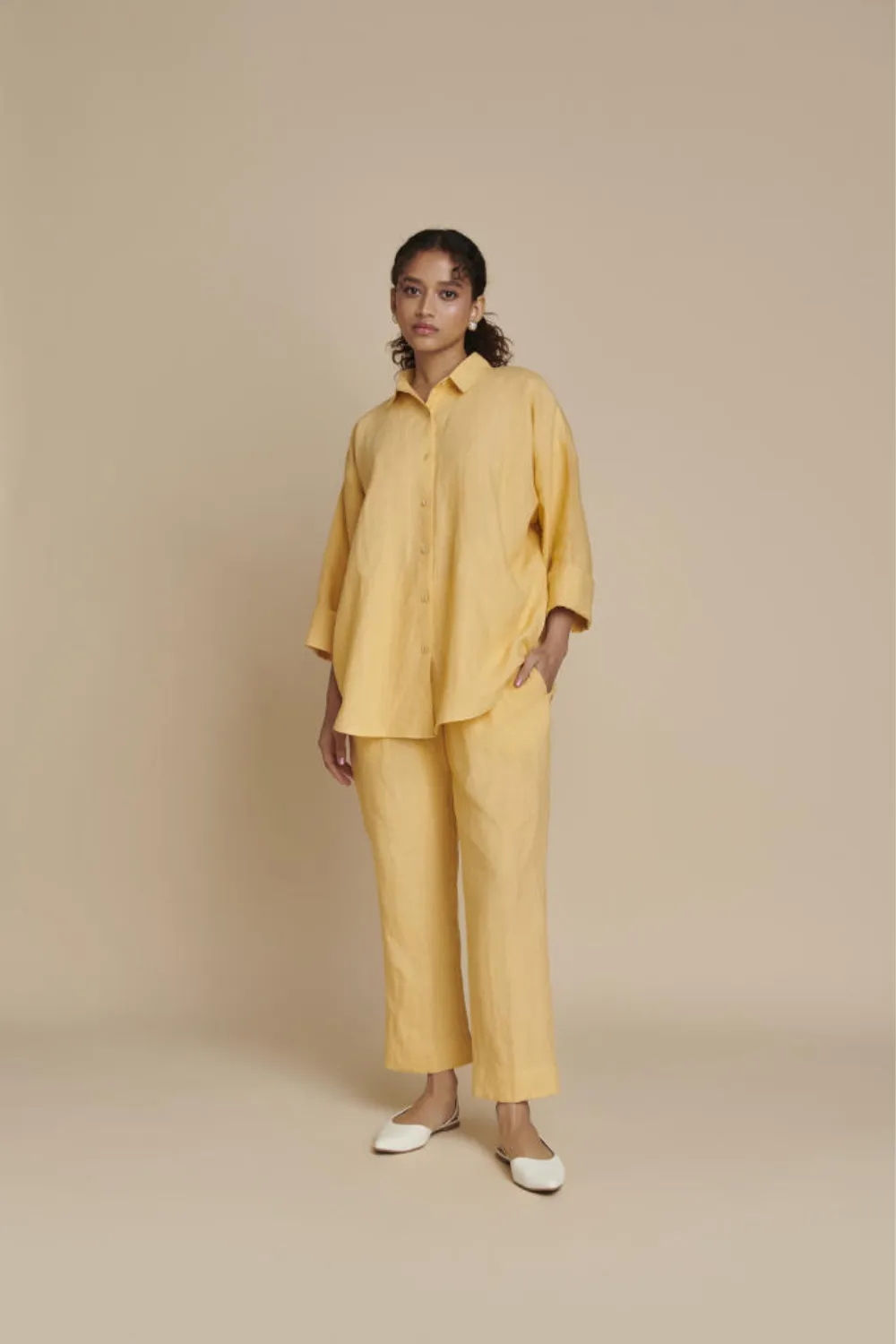 Butterscotch Linen Pleated Pants