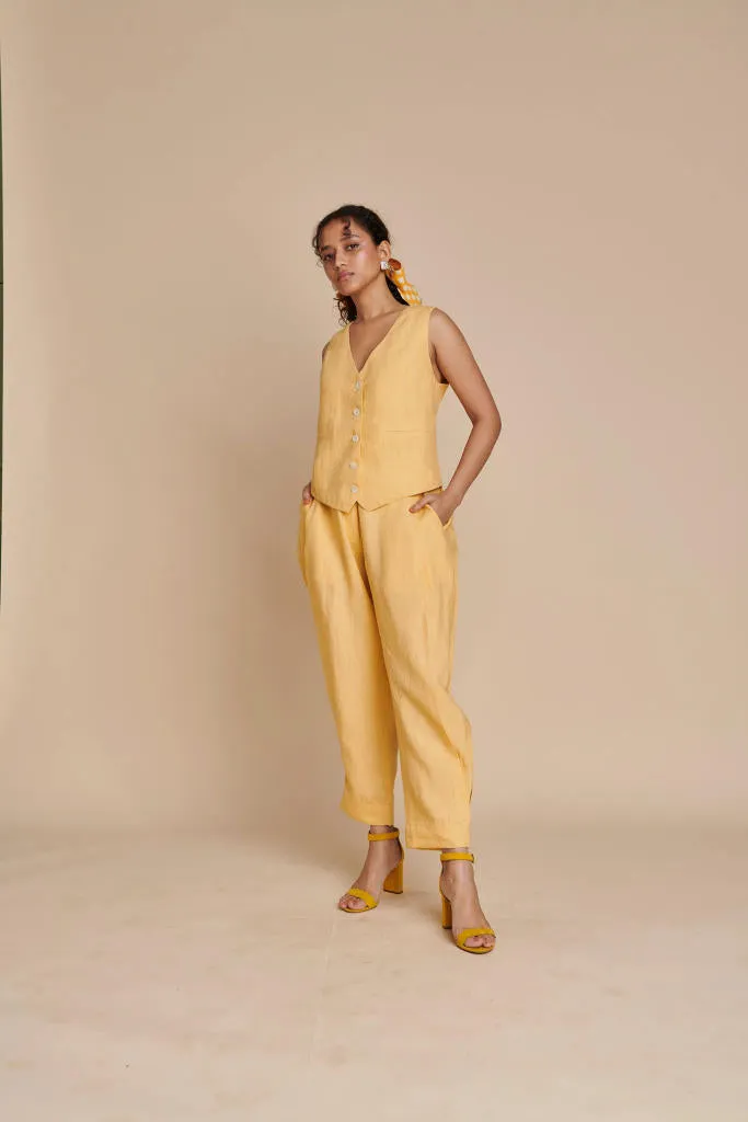 Butterscotch Linen Pleated Pants