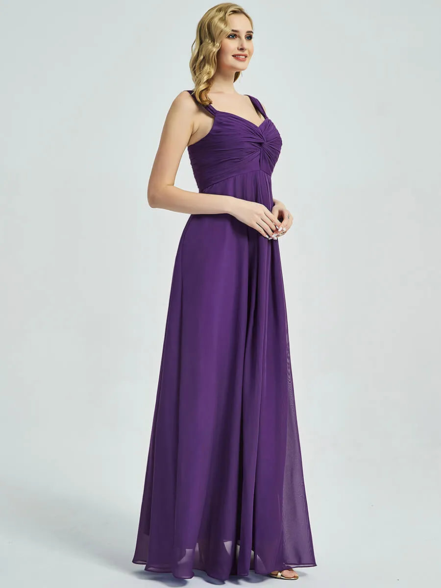 Cabernet Sweetheart Straps A-Line Maxi Chiffon Bridesmaid Dresses