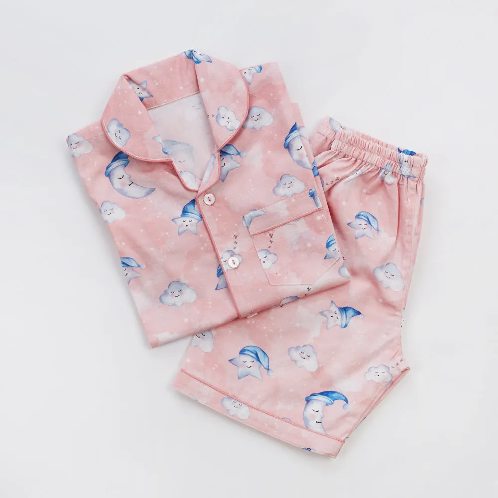 Celestial Pink Organic Shorts Set For Kids