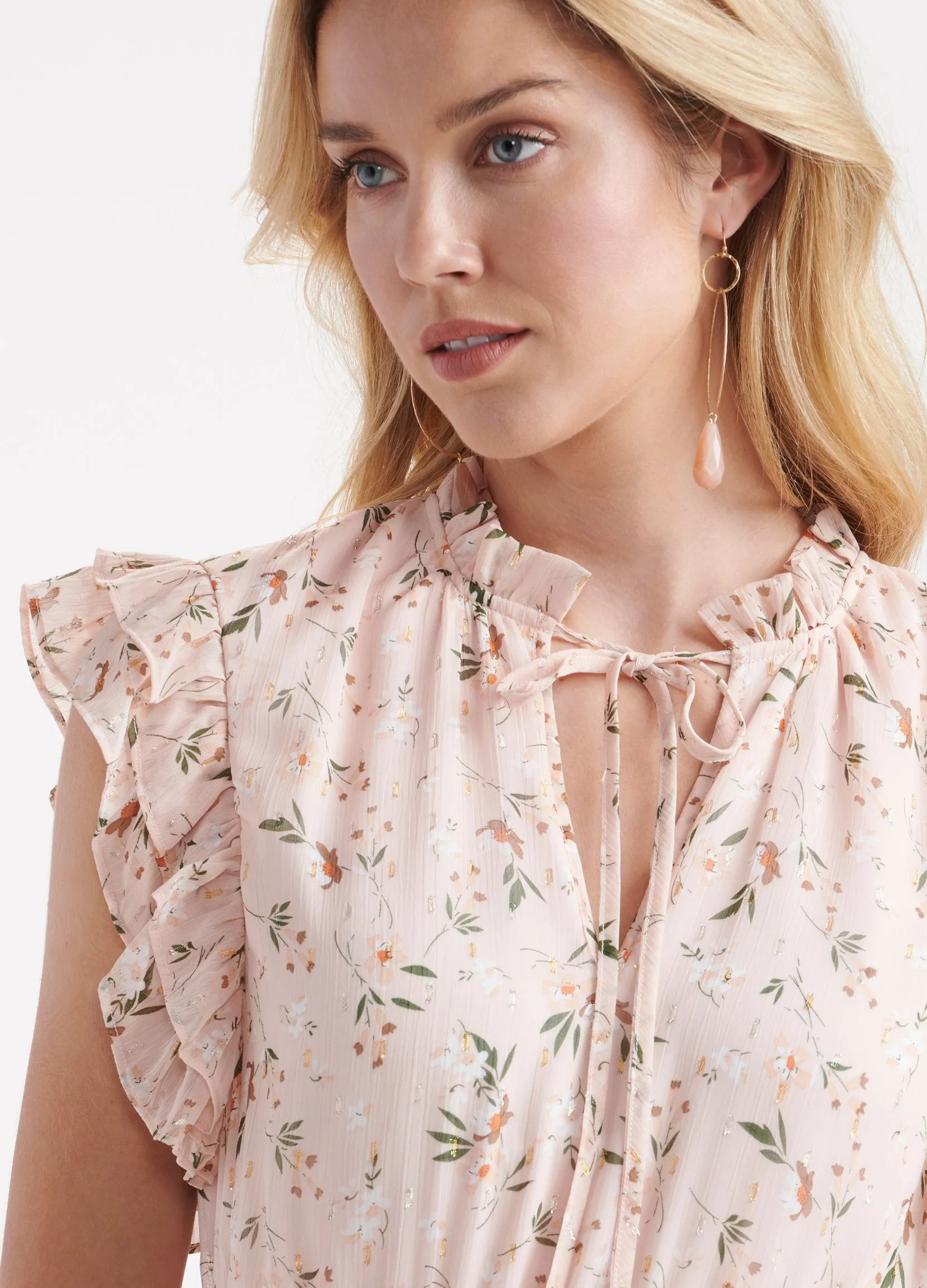 Charlie Paige Woven Flower Dress - Peach