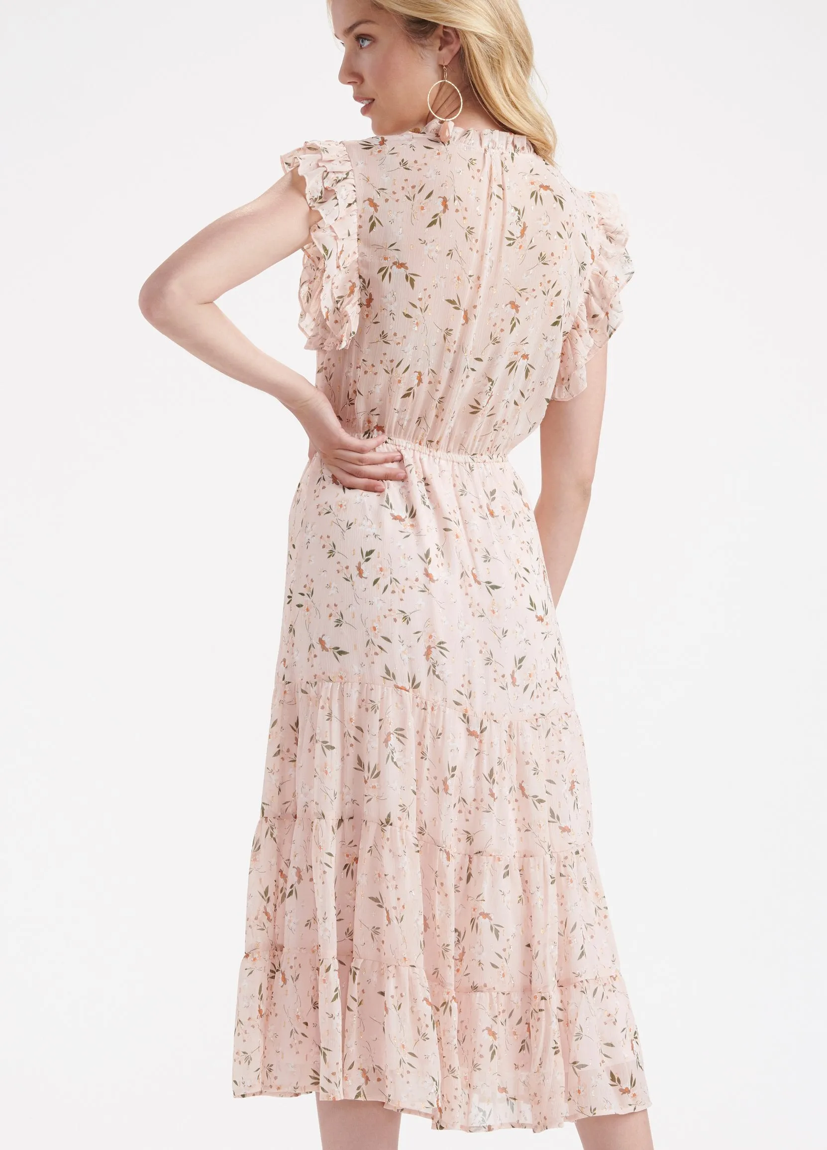 Charlie Paige Woven Flower Dress - Peach